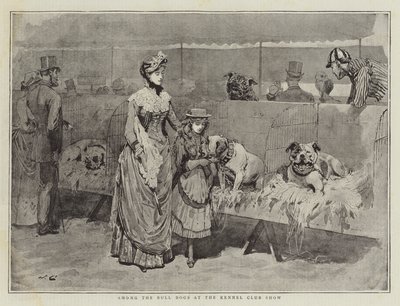 Among the Bull Dogs at the Kennel Club Show by John Charles Dollman